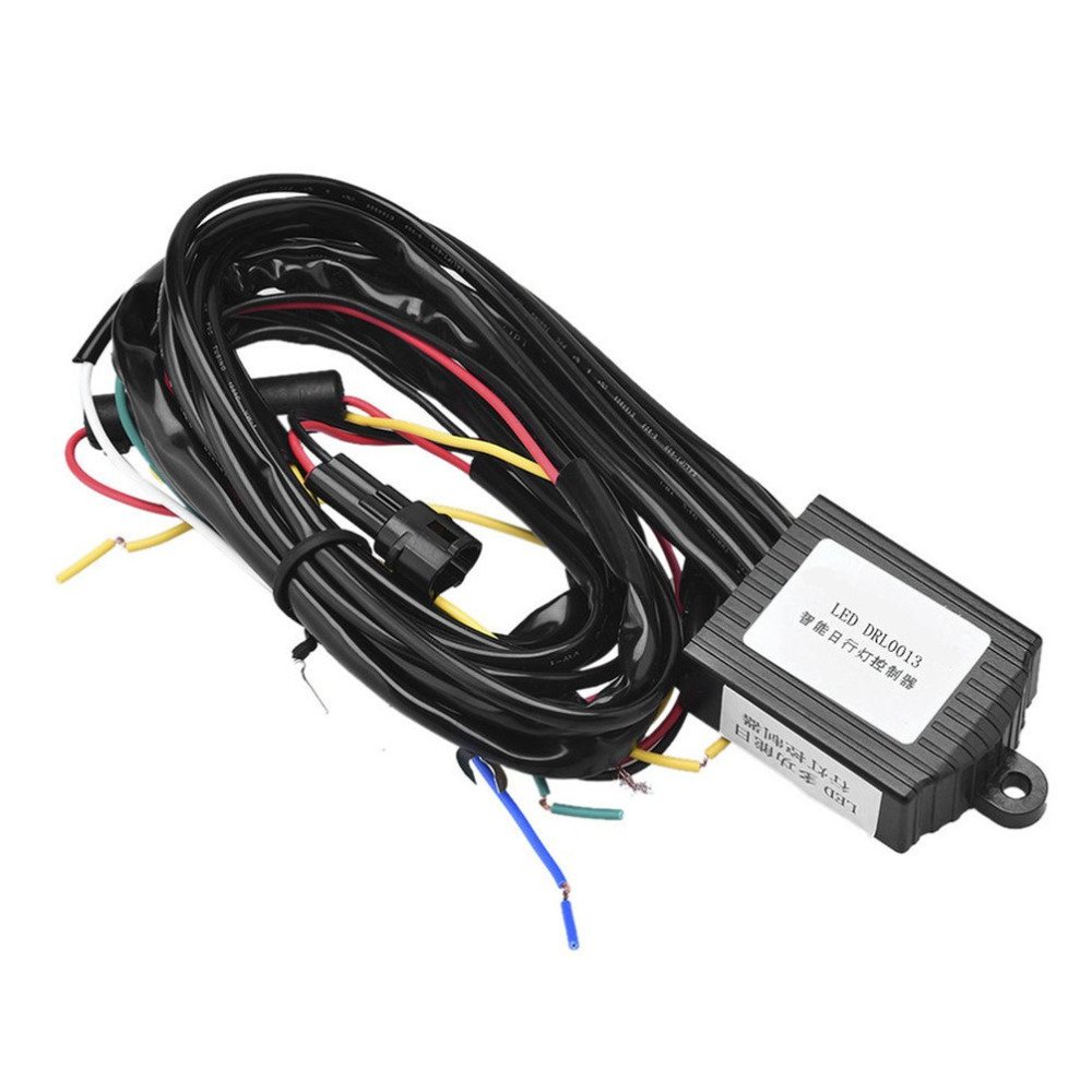 Car DRL Controller Auto LED Daytime Running Light Relay Harness Dimmer On/Off 12-18V with Strobe & Dimming Function