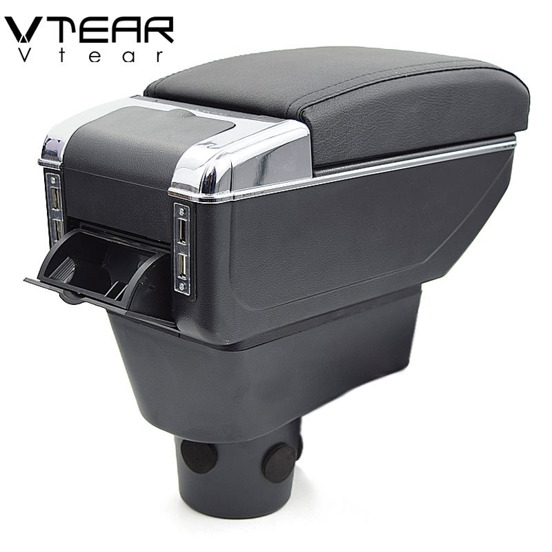 Vtear for mitsubishi Attrage Mirage Armrest USB Charging Heighten Double Layer Central Content Storage Box Arm Rest Accessories