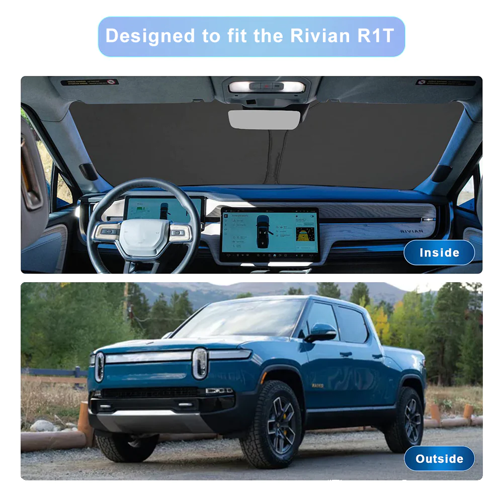 Rivian R1T Front Windshield Sunshade 5-Layer Foldable Windshield Sun Shade Rivian R1T Accessories