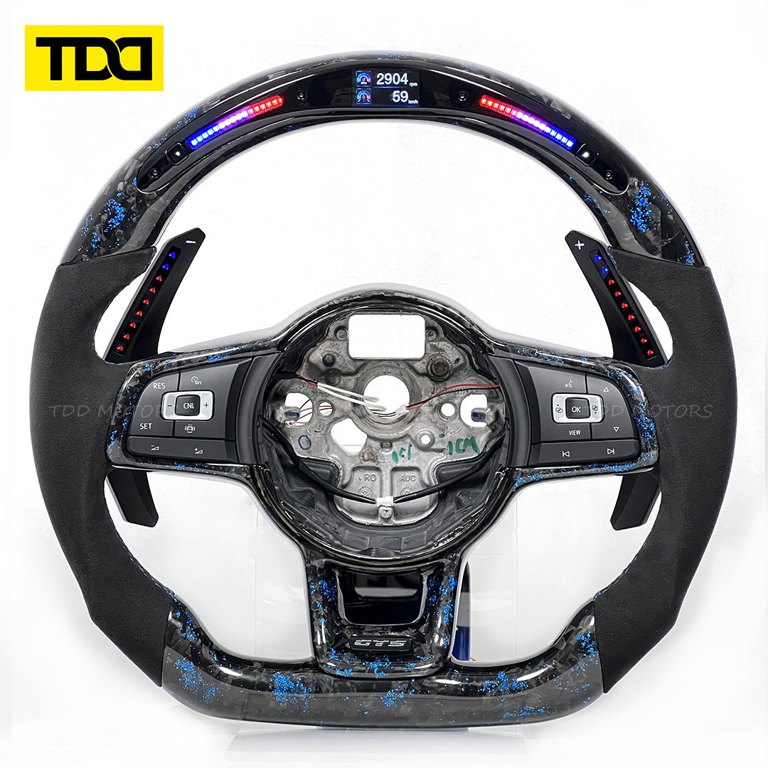 Carbon Fiber galaxy pro LED Customized Steering Wheel core with trim for Volkswagen VW Golf 7 GTI Golf R MK7 VW Polo Scirocco
