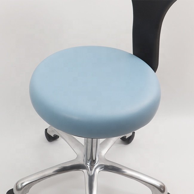 Hospital Furniture Blue Color Comfortable Soft Round Chair Seat Clinic Dental Chair with Armrest and Foot Rest