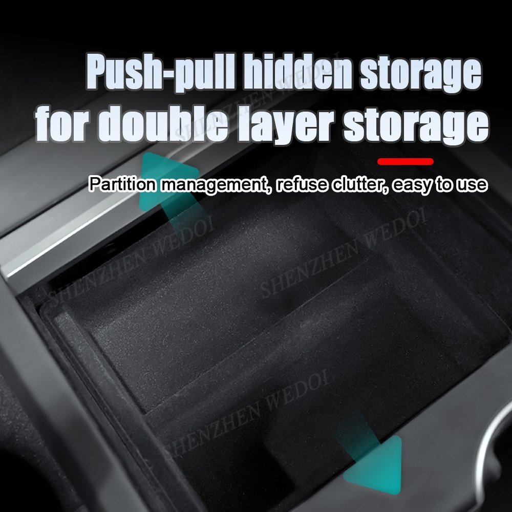 Car Accessories Abs Flocked Central Control Storage Box for tesla Model 3 Centor Control Storage Organizer Box