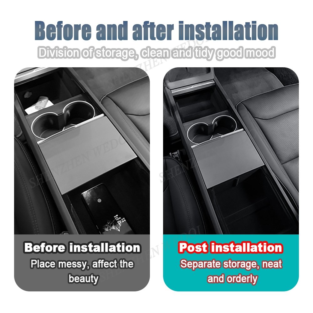 Car Accessories Abs Flocked Central Control Storage Box for tesla Model 3 Centor Control Storage Organizer Box