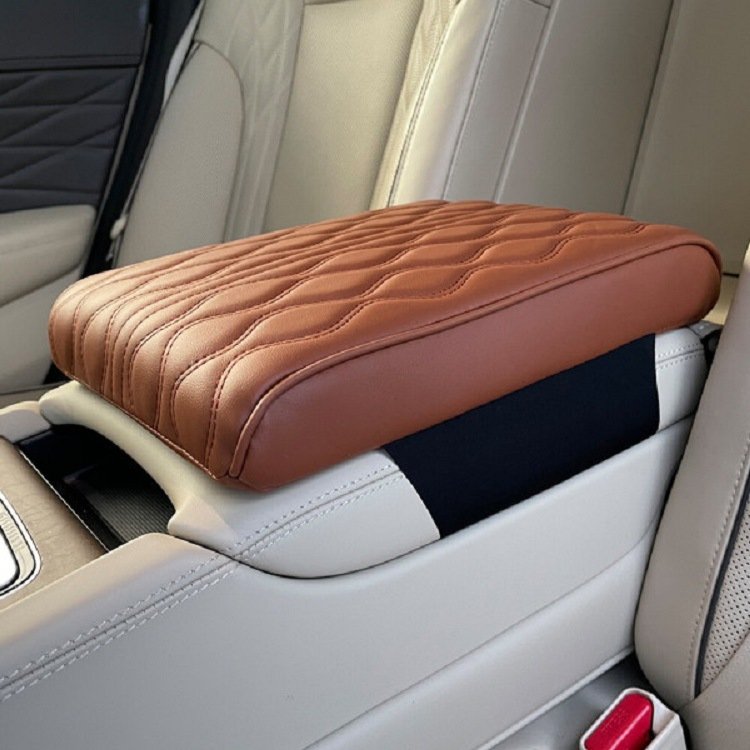 PU Leather Car Armrest Box Mat Memory Foam Armrest Seat Protective Pad for Universal Central Armrest Console Cover Cushion