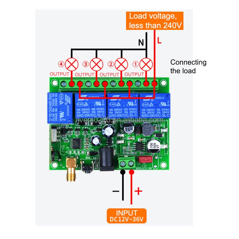 RF Transmitter 433 Mhz Industrial Remote Controls with Wireless Remote Control Switch DC 12V 4 CH Relays Receiver ModuleI