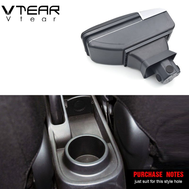 Vtear for Mazda 2/Mazda2/demio Armrest Leather Central Store Storage Box Red Thread Car-styling Interior ABS Arm Rest Accessory