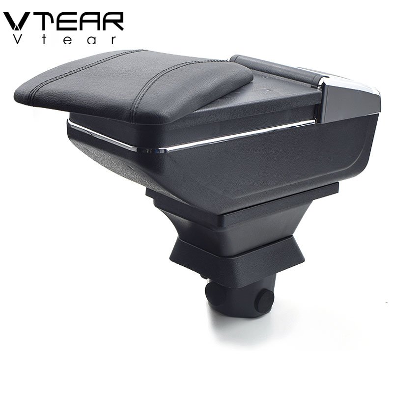 Vtear for Mazda 2/Mazda2/demio Armrest Leather Central Store Storage Box Red Thread Car-styling Interior ABS Arm Rest Accessory