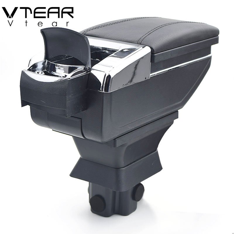 Vtear for Mazda 2/Mazda2/demio Armrest Leather Central Store Storage Box Red Thread Car-styling Interior ABS Arm Rest Accessory