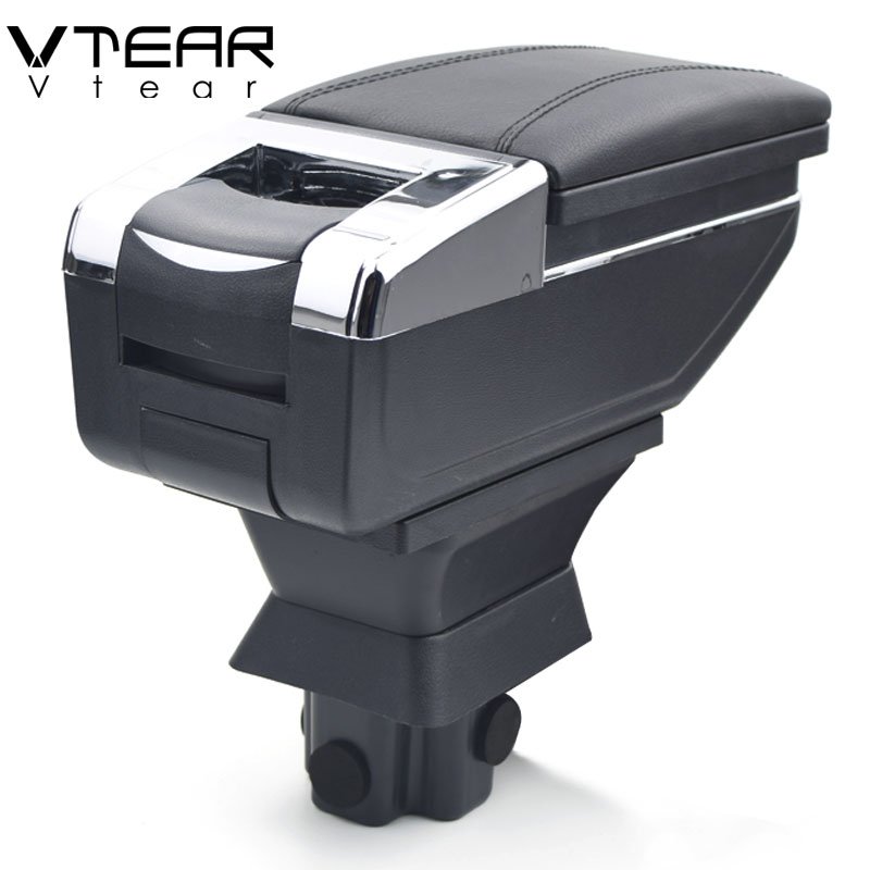 Vtear for Mazda 2/Mazda2/demio Armrest Leather Central Store Storage Box Red Thread Car-styling Interior ABS Arm Rest Accessory