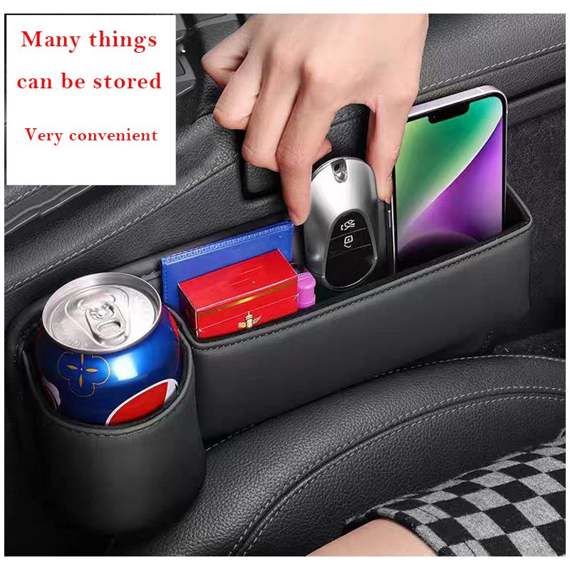 Car Seat Gap Organizer Leather Cup Holder Gap Bag Seat Gap Storage Box for Glasses Phones Keys and Cards