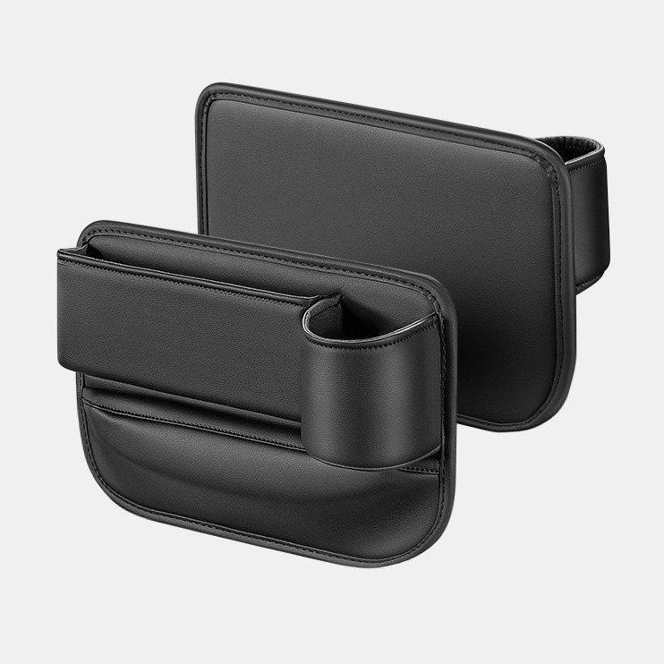 Car Seat Gap Organizer Leather Cup Holder Gap Bag Seat Gap Storage Box for Glasses Phones Keys and Cards