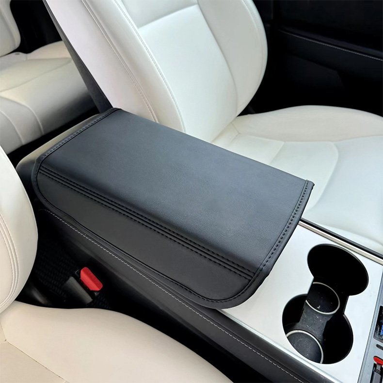 Amazon Leather Car Central Armrest Cushion PVC Protective Cover for Tesla Refresh Model 3/Y Armrest Box