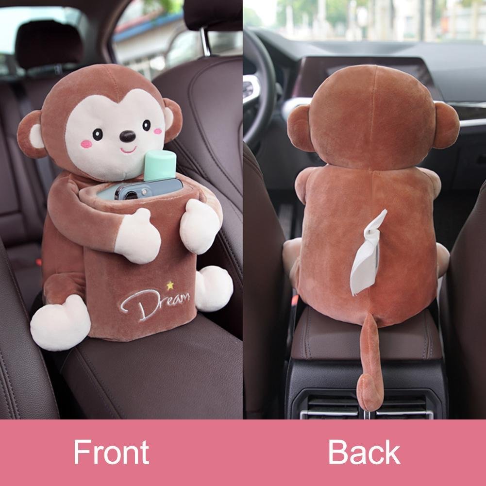Cartoon Plush Car Tissue Box Car Interior Decoration Supplies Plush Tissue Box Holder for Car Armrest Box Auto Accessories