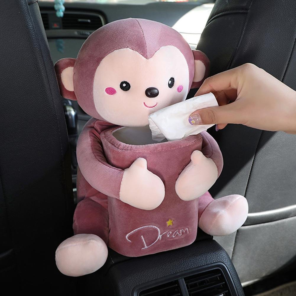 Cartoon Plush Car Tissue Box Car Interior Decoration Supplies Plush Tissue Box Holder for Car Armrest Box Auto Accessories