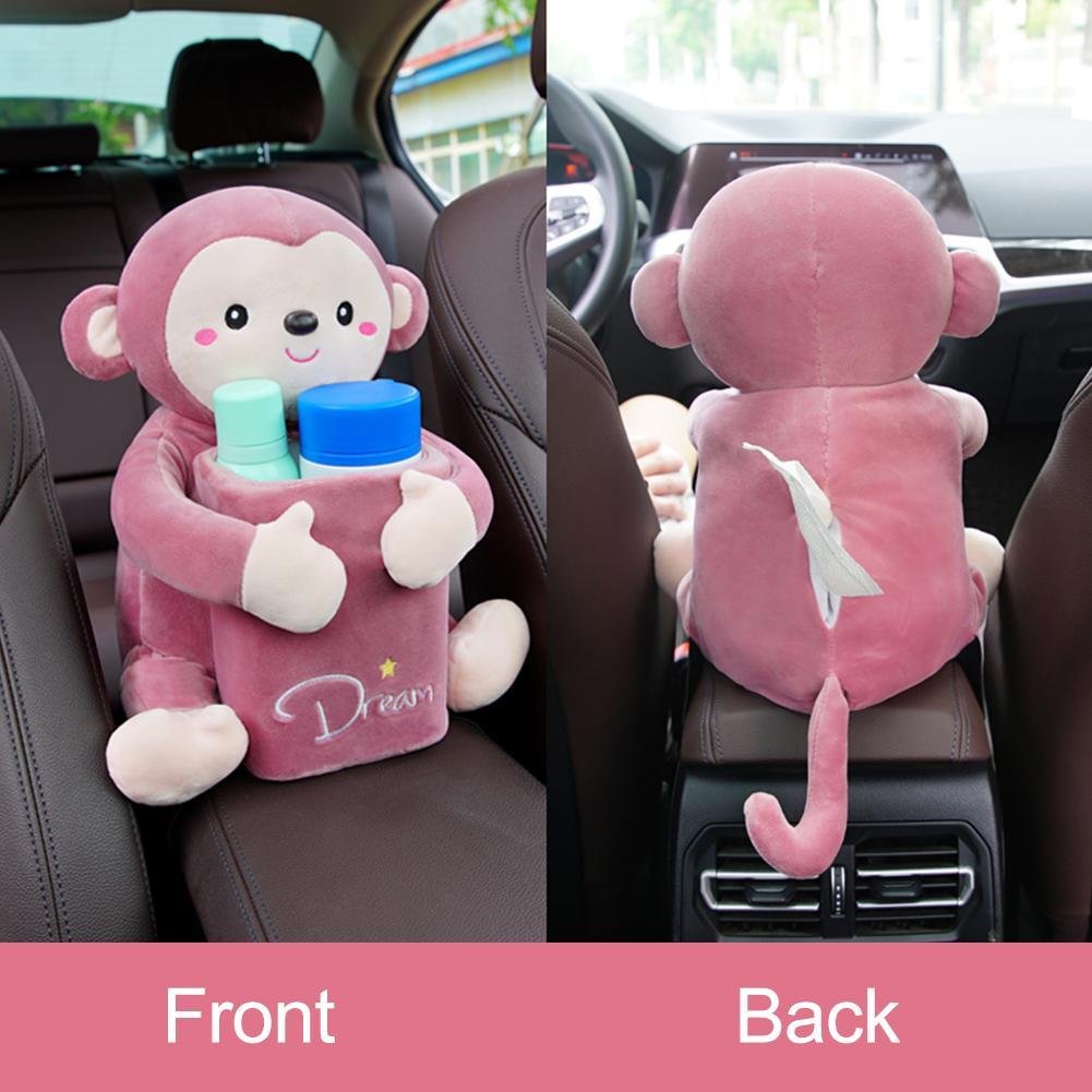 Cartoon Plush Car Tissue Box Car Interior Decoration Supplies Plush Tissue Box Holder for Car Armrest Box Auto Accessories