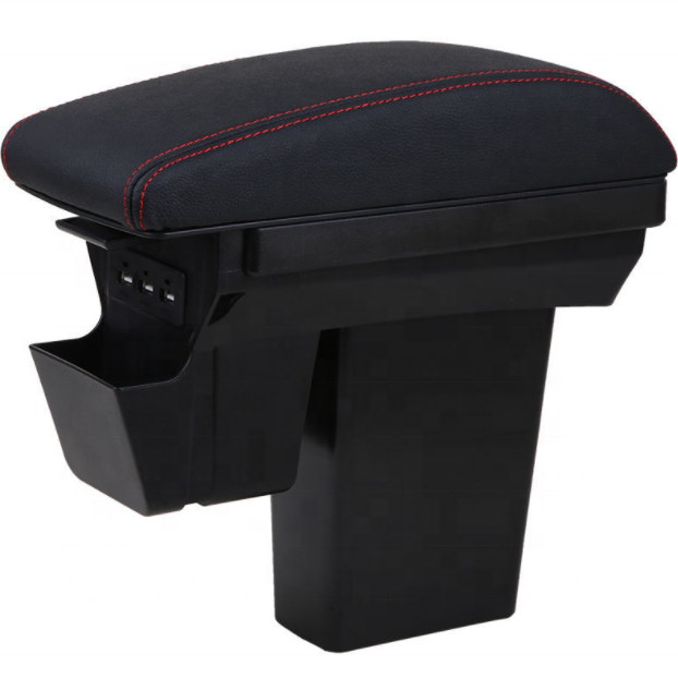 Japan Car Double Layers Slide 6 USB Design Black Pu Leather Car Armrest Console Box for Toyota Corolla Altis