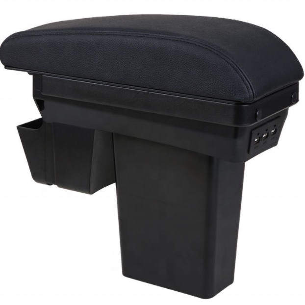 Japan Car Double Layers Slide 6 USB Design Black Pu Leather Car Armrest Console Box for Toyota Corolla Altis