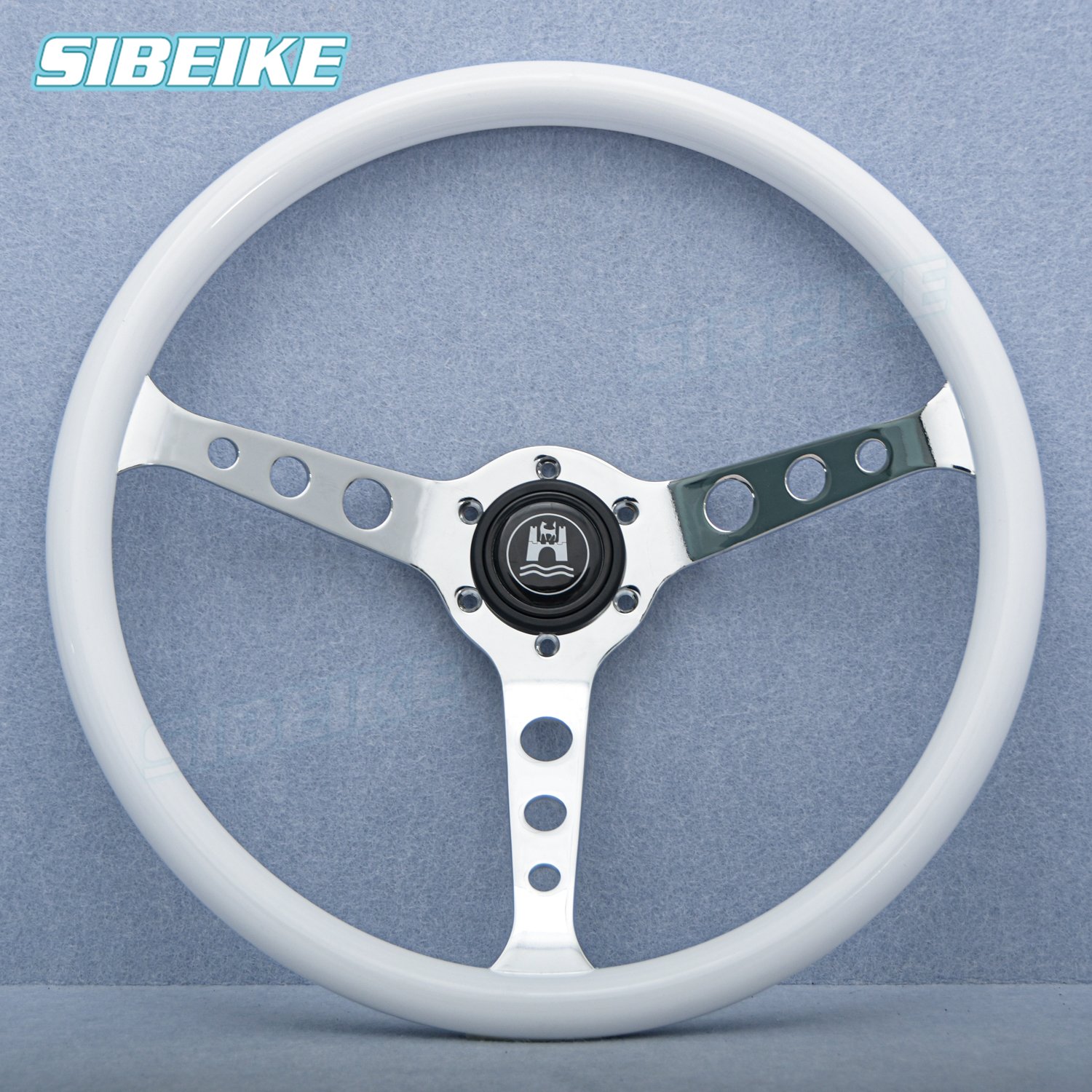 380mm 15inch Universal Classic Vintage Spoke Volante JDM Black White Sports Steering Wheel