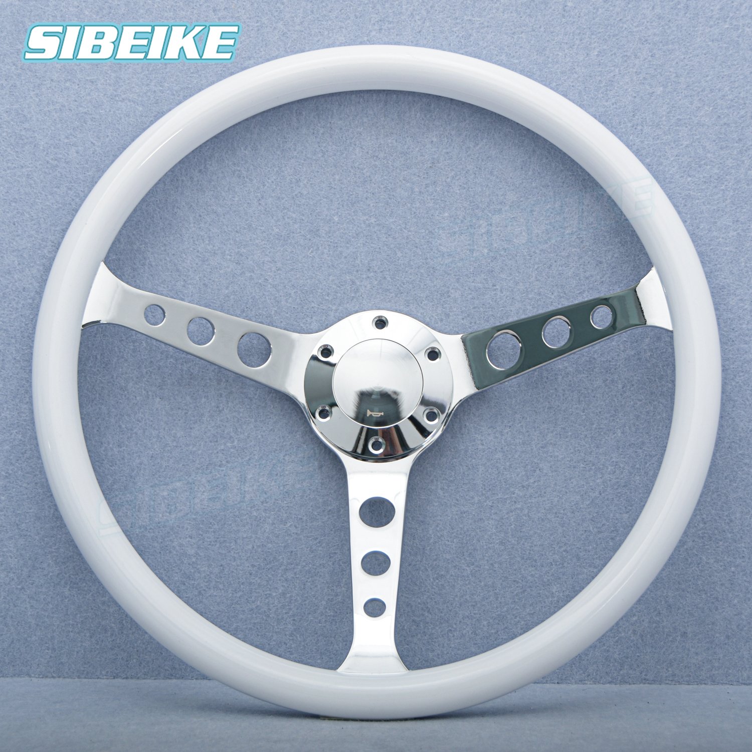 380mm 15inch Universal Classic Vintage Spoke Volante JDM Black White Sports Steering Wheel