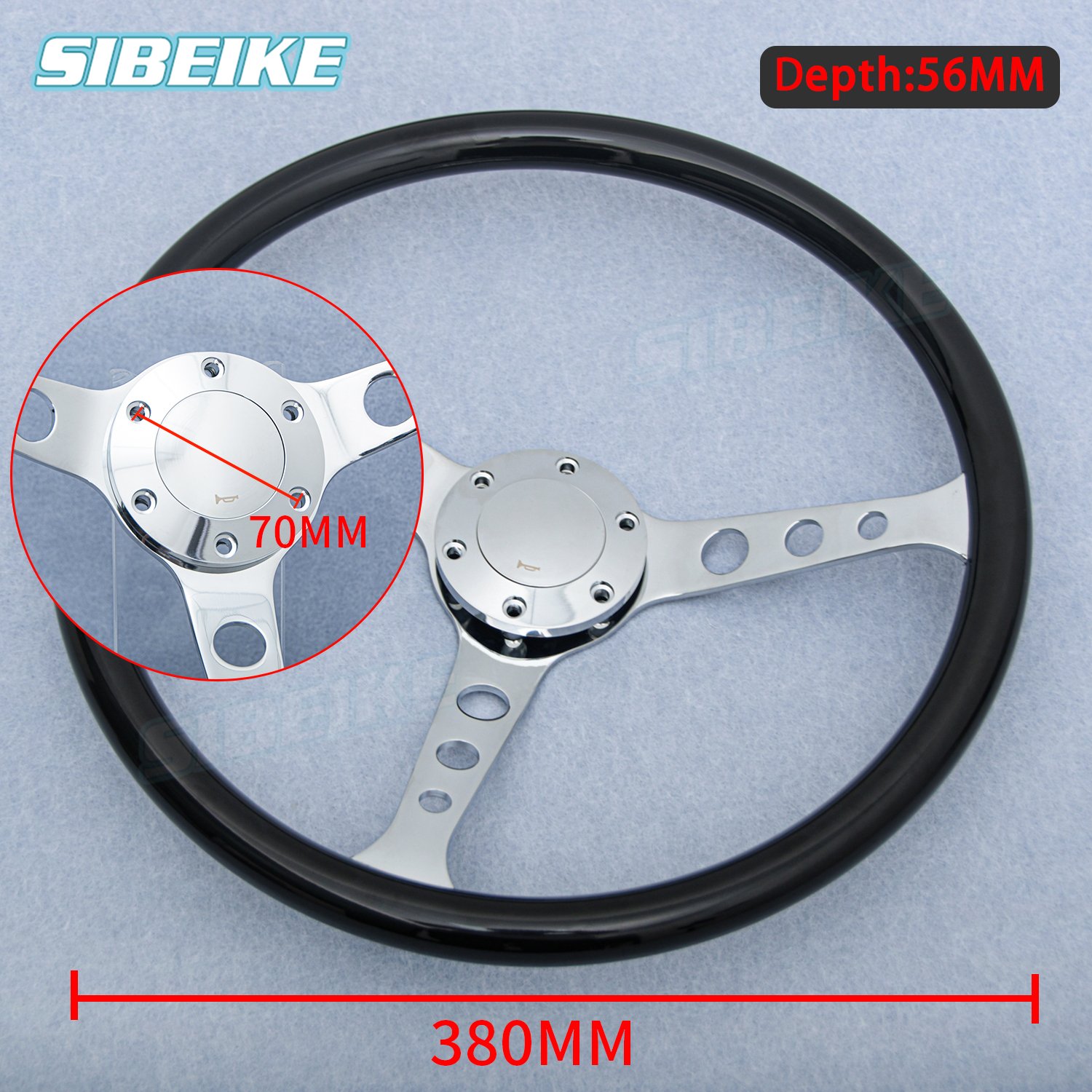 380mm 15inch Universal Classic Vintage Spoke Volante JDM Black White Sports Steering Wheel
