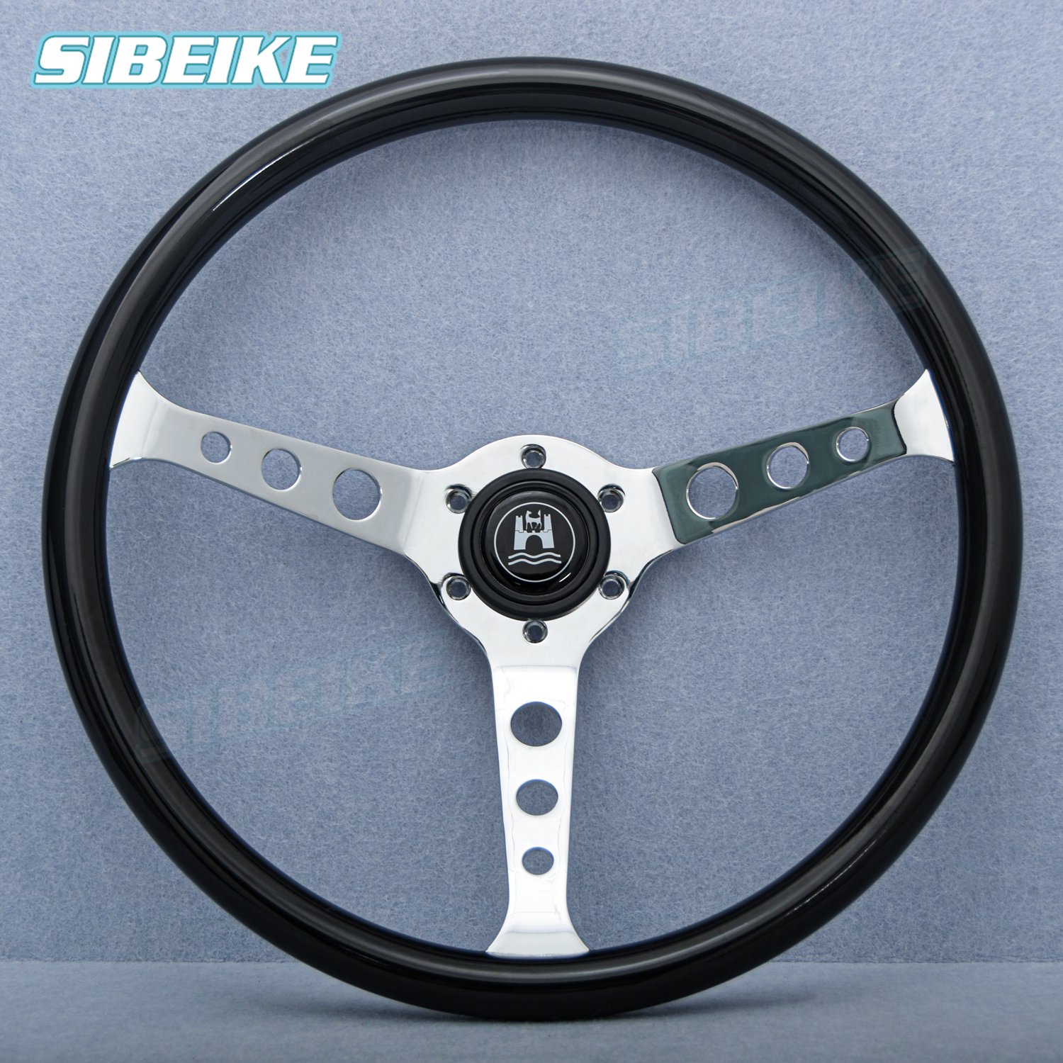 380mm 15inch Universal Classic Vintage Spoke Volante JDM Black White Sports Steering Wheel