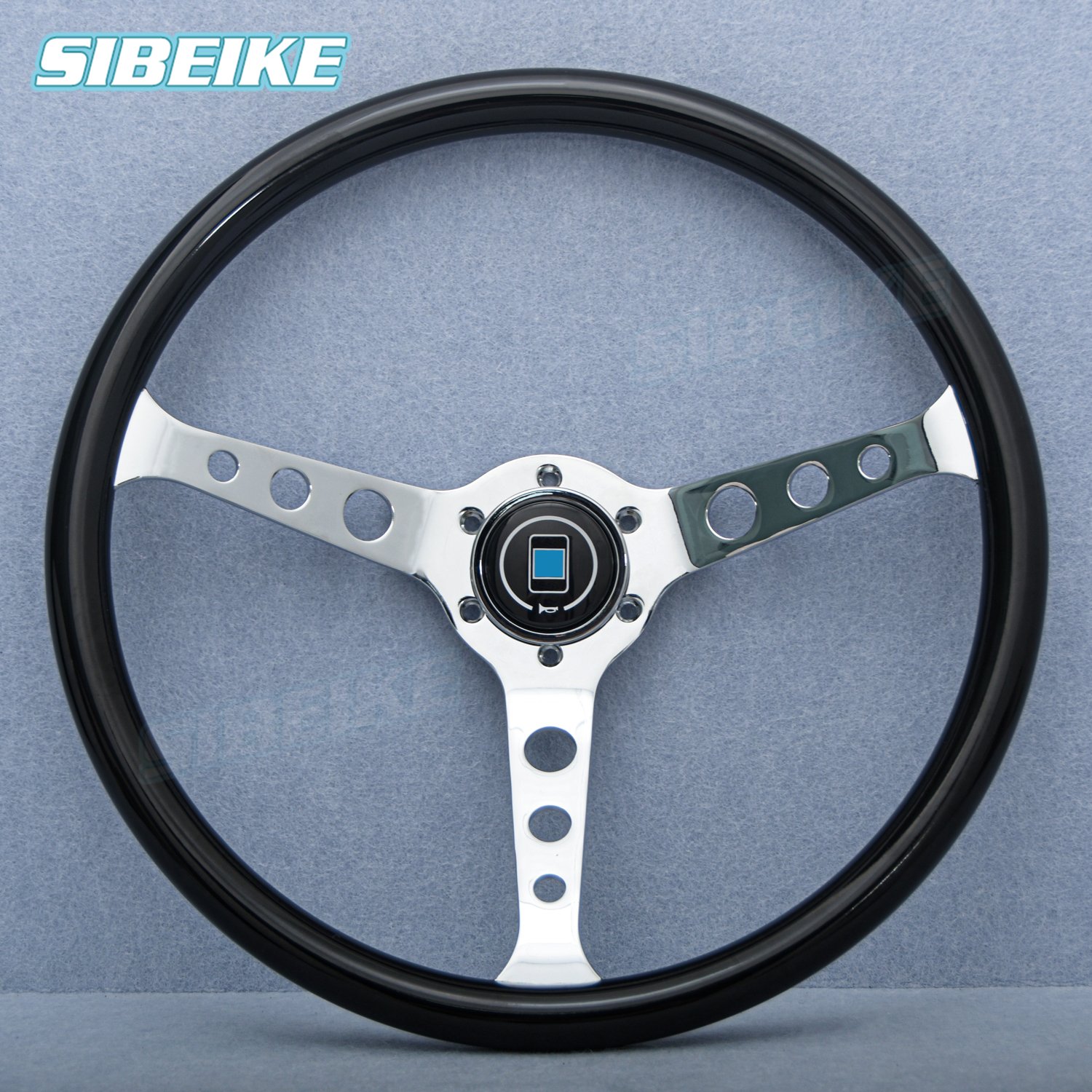 380mm 15inch Universal Classic Vintage Spoke Volante JDM Black White Sports Steering Wheel