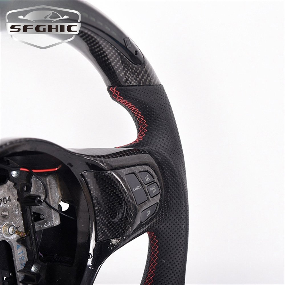 High Quality Racing Leather LED Display Car Steering Wheel For Mitsubishi EVO X Carbon Fiber Steering Wheel Interior Accessories