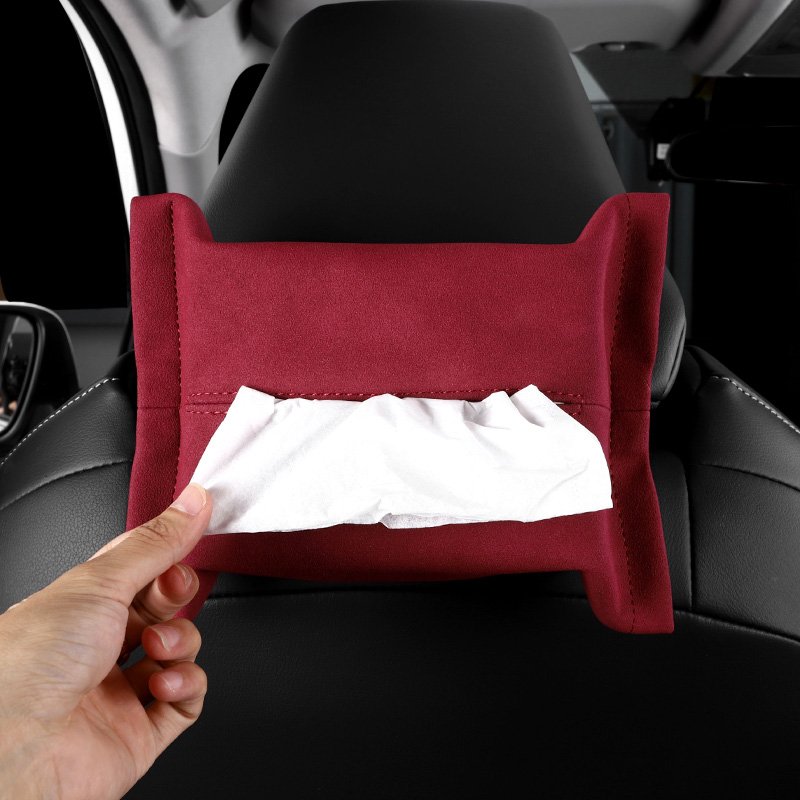 Universal Leather Car Tissue Box Cover Sun Visor Seat Back Hanging Type Car Tissue Box Holder Armrest Box Towel Storage Case
