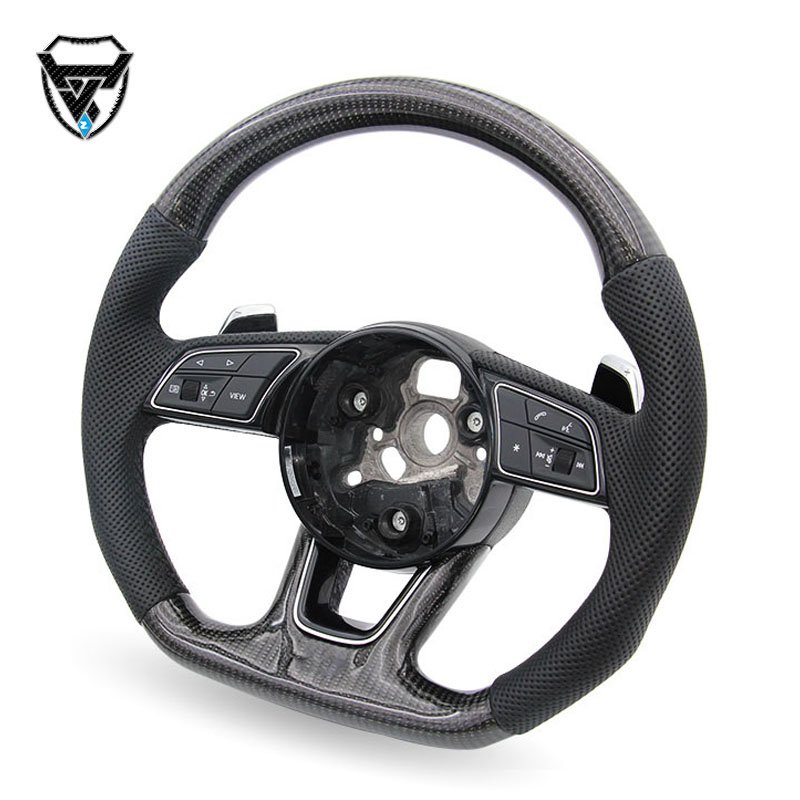 For Audi A4 2008-2023 silver carbon fiber leather steering wheel ZC-A4-T2