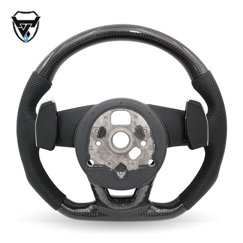 For Audi A4 2008-2023 silver carbon fiber leather steering wheel ZC-A4-T2