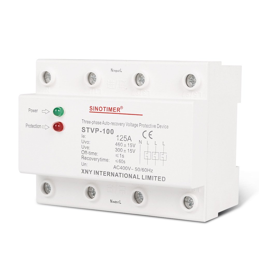 Heavy Duty 125A Three Phase 4 Wires 380V Economical Voltage Protector Self Recovery Auto Reconnect Voltage Protection Relay