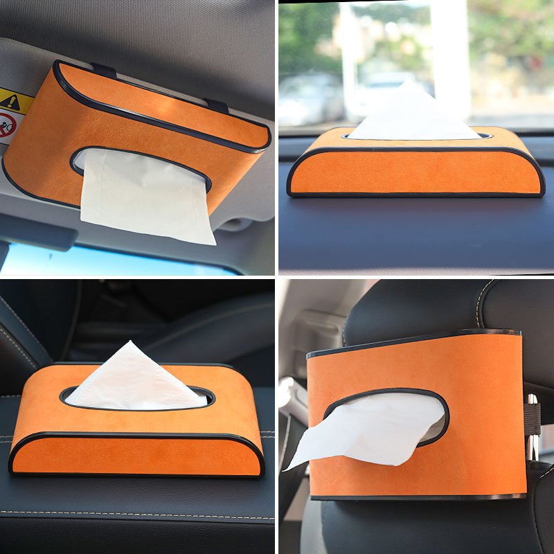 Universal Suede Car Tissue Box Cover Sun Visor Chair Back Hanging Type Car Tissue Box Armrest Box Towel Tissue Storage Case
