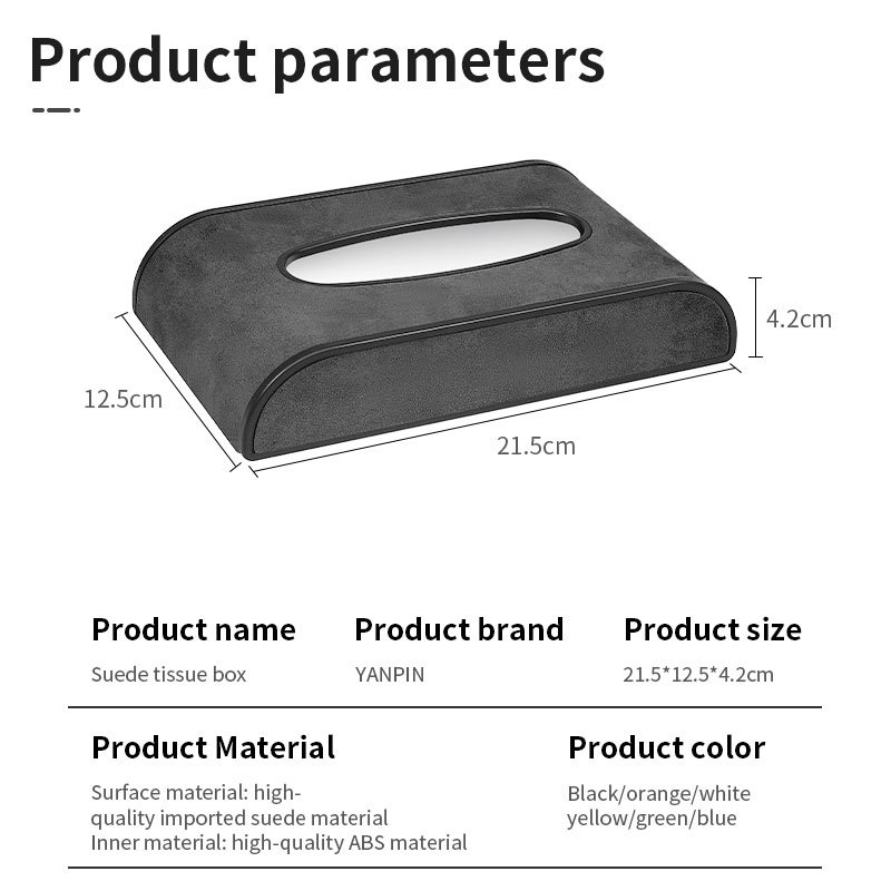 Universal Suede Car Tissue Box Cover Sun Visor Chair Back Hanging Type Car Tissue Box Armrest Box Towel Tissue Storage Case
