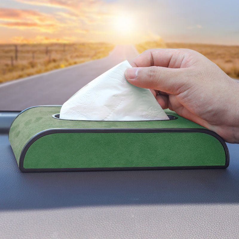 Universal Suede Car Tissue Box Cover Sun Visor Chair Back Hanging Type Car Tissue Box Armrest Box Towel Tissue Storage Case