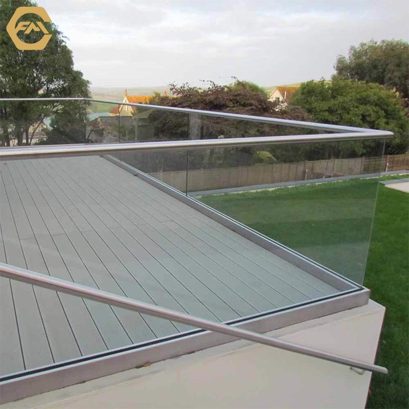 Aluminum U Channel Handrails for Stairs Glass Armrest Base Strip Outdoor Guardrail Frameless Glass Railing Balcony Balustrades