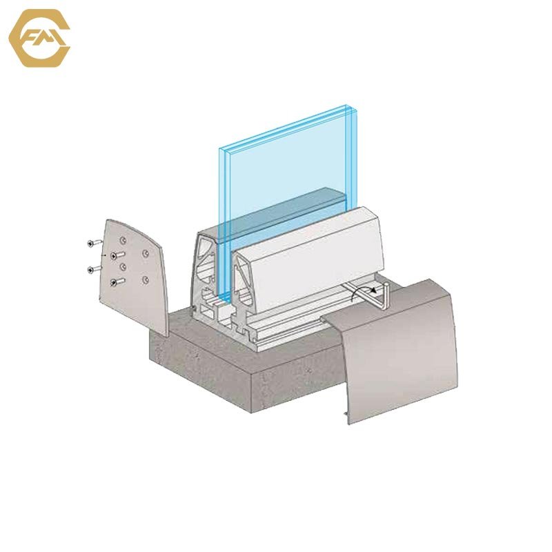 Aluminum U Channel Handrails for Stairs Glass Armrest Base Strip Outdoor Guardrail Frameless Glass Railing Balcony Balustrades