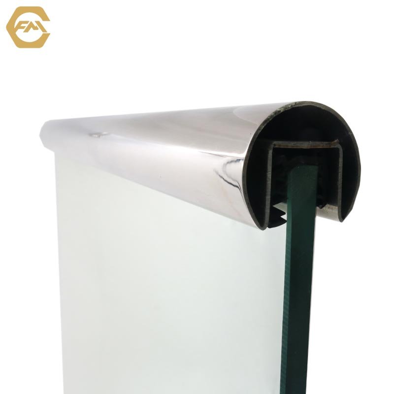 Aluminum U Channel Handrails for Stairs Glass Armrest Base Strip Outdoor Guardrail Frameless Glass Railing Balcony Balustrades
