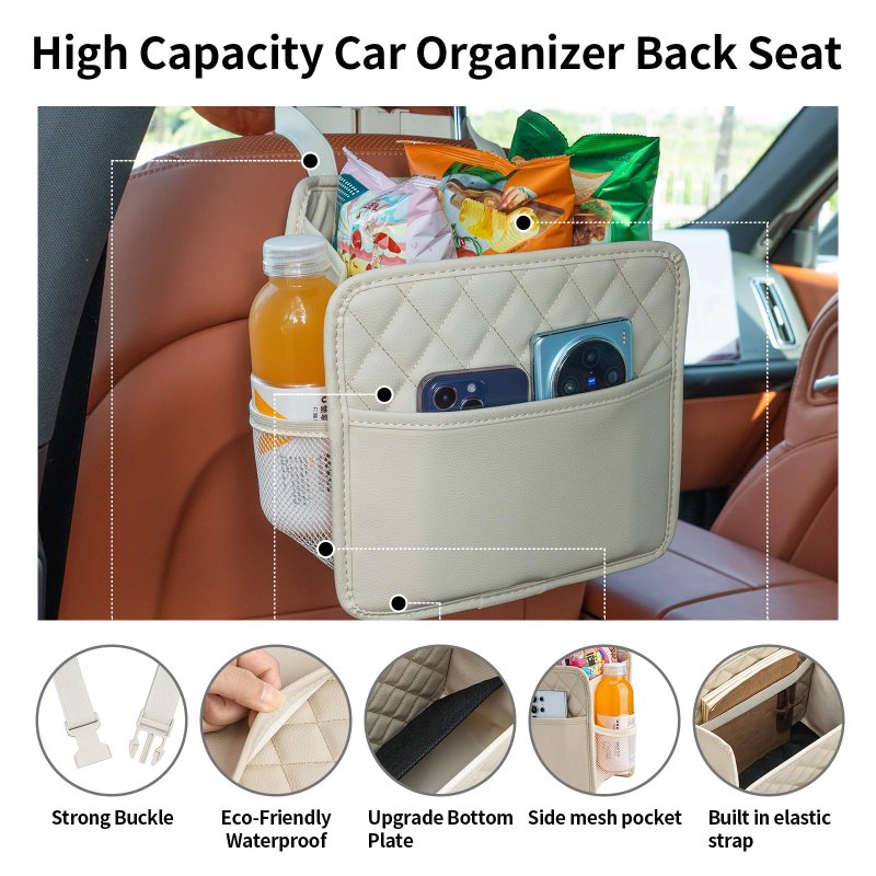 Car Seat Back Hanging Bag Car Document Holder Multi-Pocket Bottle Bag Storage Box Organizer Travel Tidy Pouch Pocket Kids