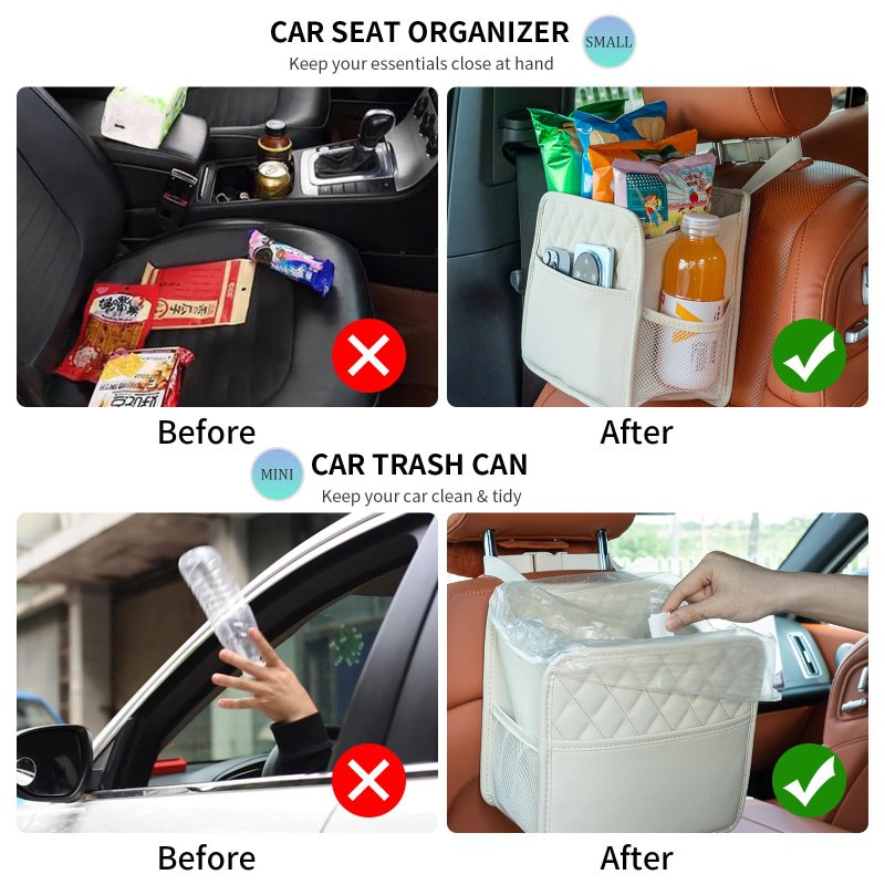Car Seat Back Hanging Bag Car Document Holder Multi-Pocket Bottle Bag Storage Box Organizer Travel Tidy Pouch Pocket Kids