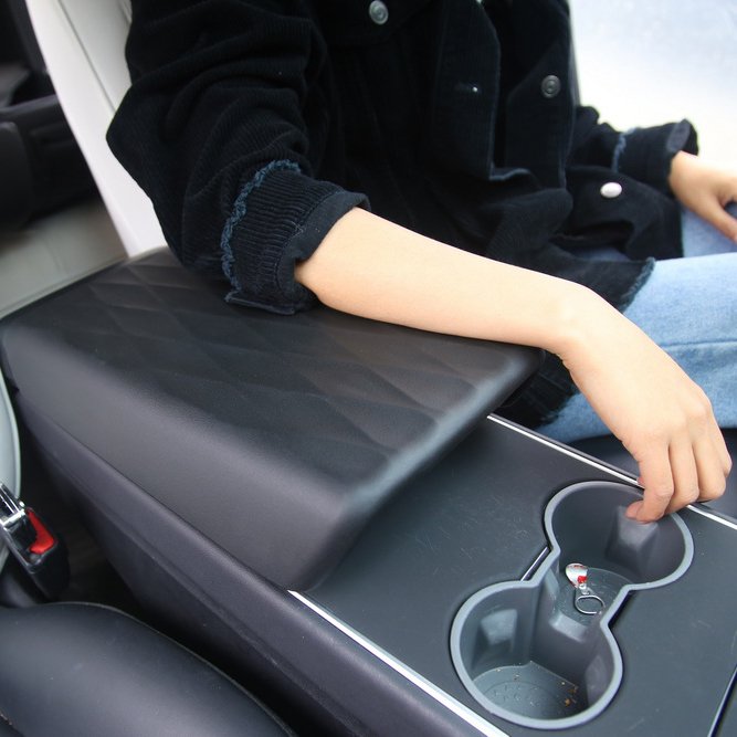 Car TPE Soft Case Center Console Arm Rest Lid Auto Central Armrest Box Pad Cover Protector Latch for Tesla Model Y 3