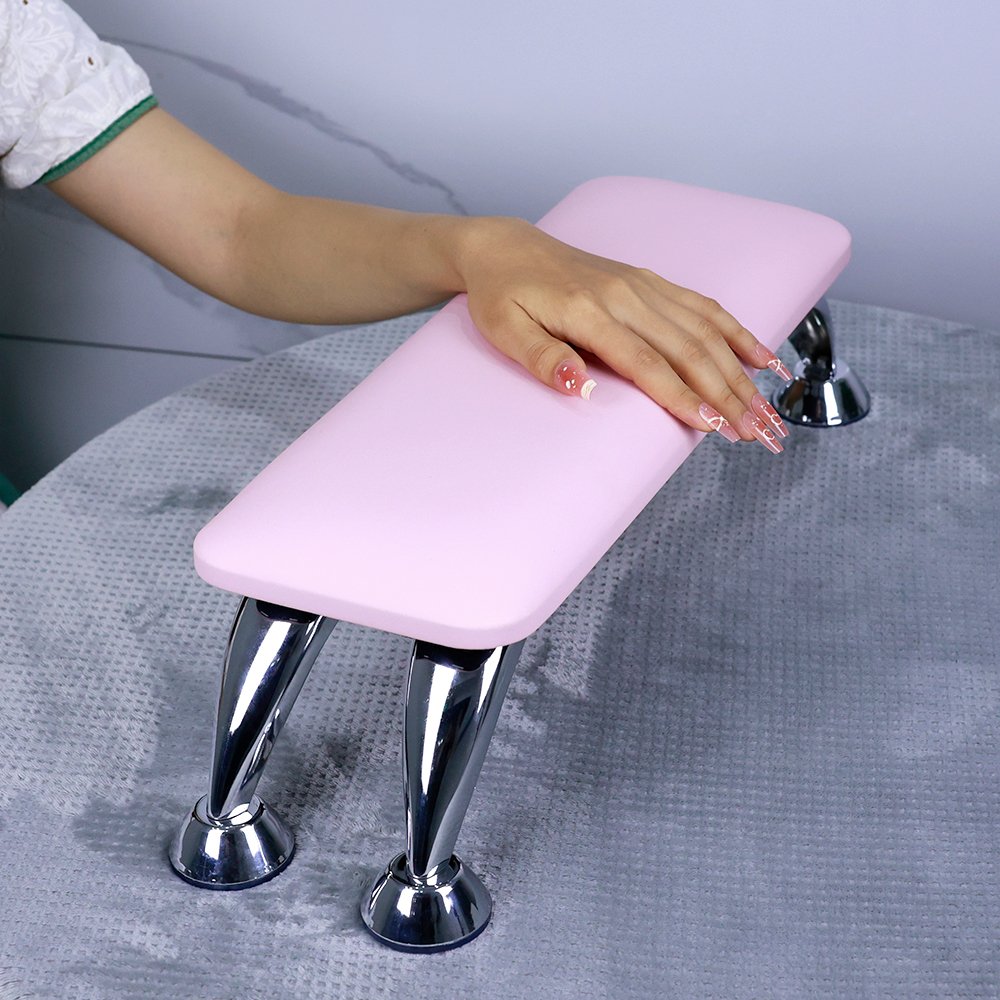 Professional PU Leather Arm Rest for Nail Tech Double Side Hand Pillow Stainless Steel Material for Beauty Nail Salon