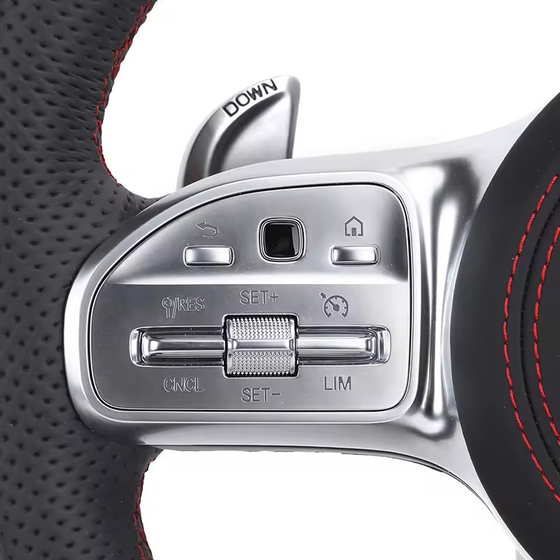 Custom Lenkrad Half Perforated Leather Steering Wheel for Mercedes Benz AMG W205 W212 W213 X217 W217 W166 W222 S400 GLE GLC GLB