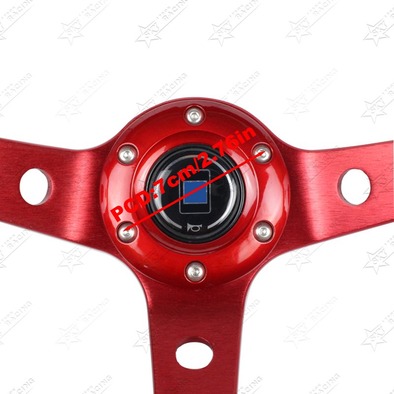 Car Modification 345mm 3 spoke Deep Dish PU+Aluminum sport steering wheel
