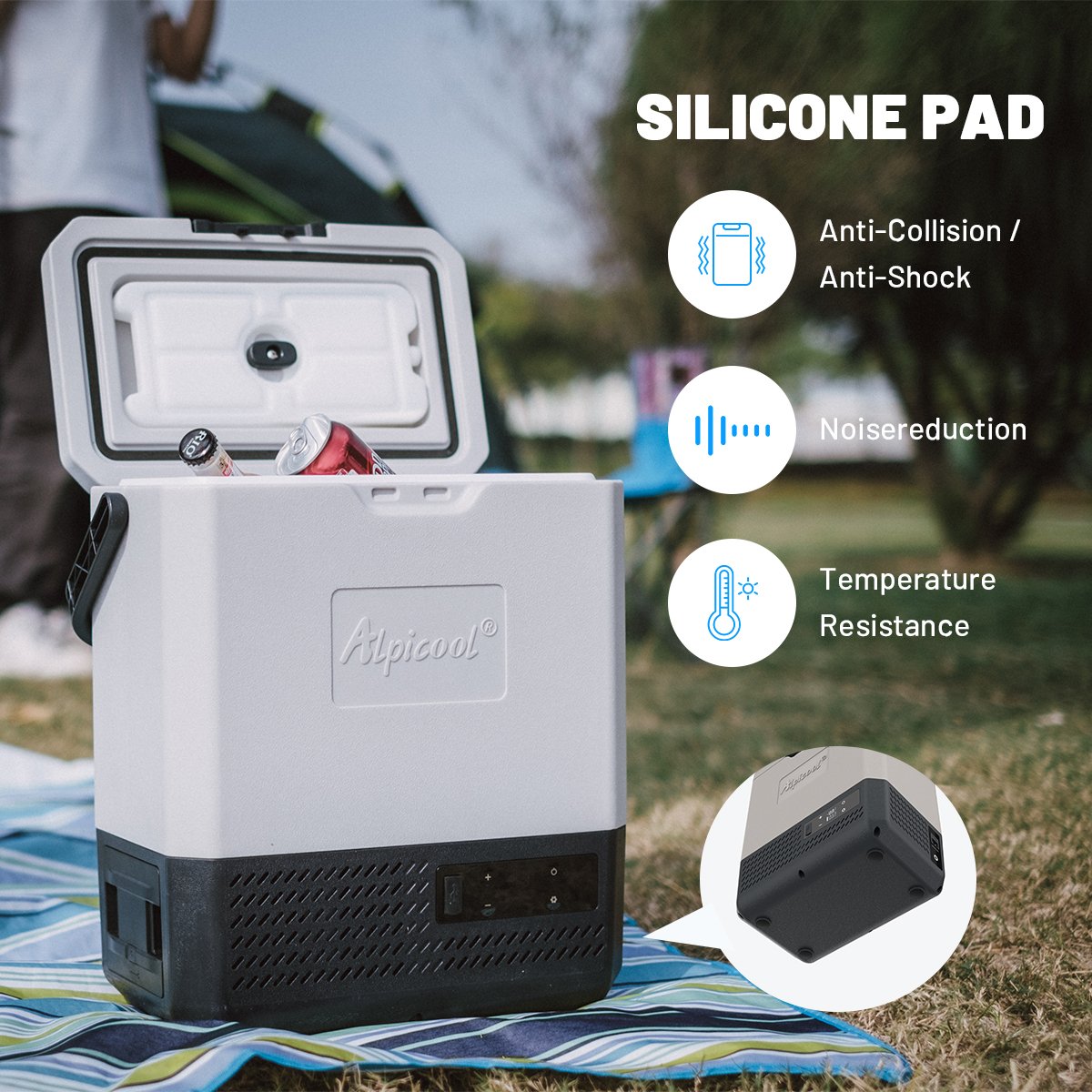 P18 Alpicool Colorful Individual Car Fridge DC 12V in Car Truck Refrigerator with Built in Battery with Handle Portable