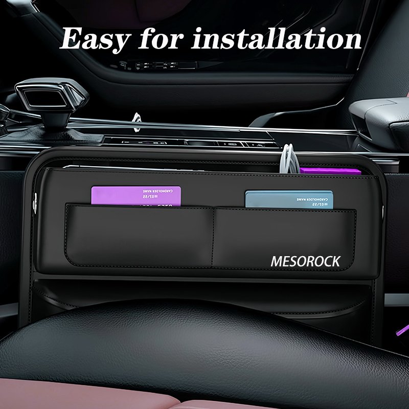 MESOROCK Between Front Seat PU Leather Car Seat Organizer Multifunction Car Seat Gap Filler Organizer Armrest Storage Box