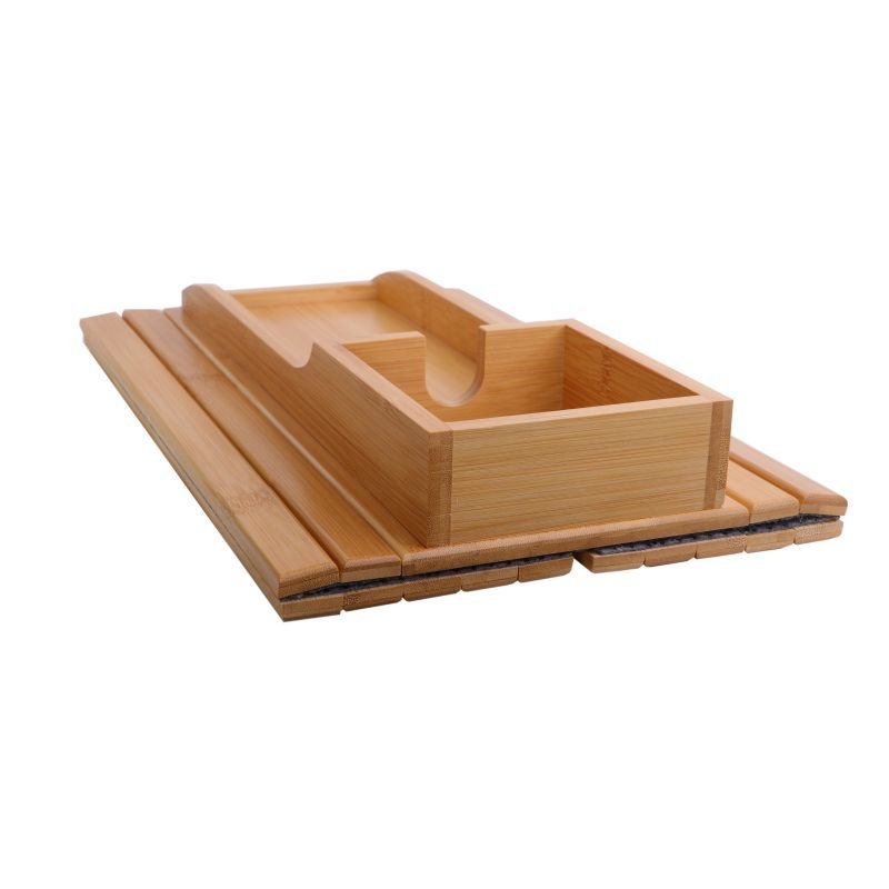 Promotion Sofa Armest Tray Bamboo Removable Flexible Couch Armrest Organizer with Anti-slip