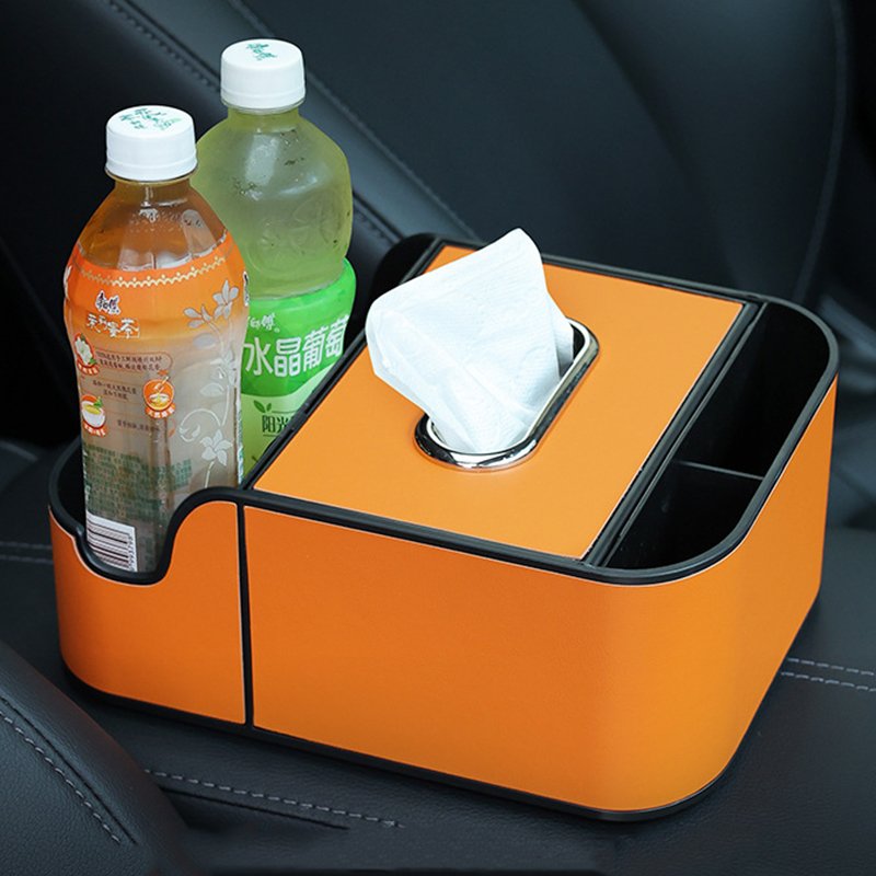 Hot Selling Customized Desktop Organizer Storage Box Leather Holder Cell Phone Rectangular Tissue Box for Car