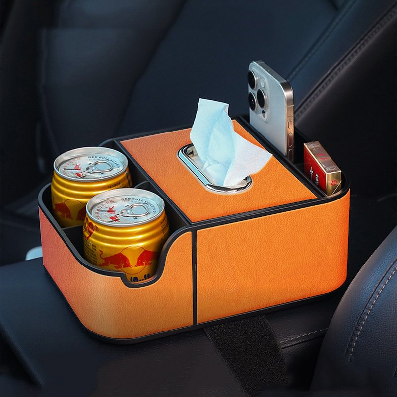 Hot Selling Customized Desktop Organizer Storage Box Leather Holder Cell Phone Rectangular Tissue Box for Car