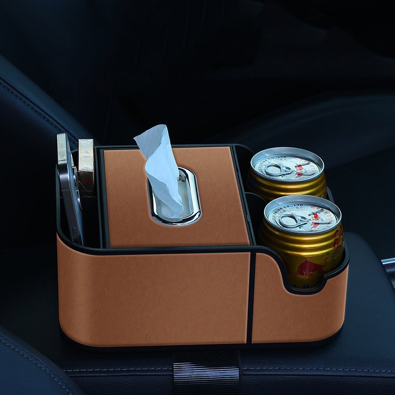 Hot Selling Customized Desktop Organizer Storage Box Leather Holder Cell Phone Rectangular Tissue Box for Car