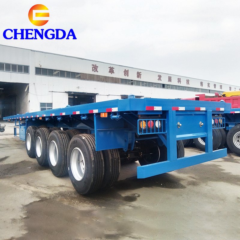 Used 3 Axle 4 Axles 40 Foot 40ft 45ft 40 60 80 Ton Flatbed Container Shipping Semi Trailer